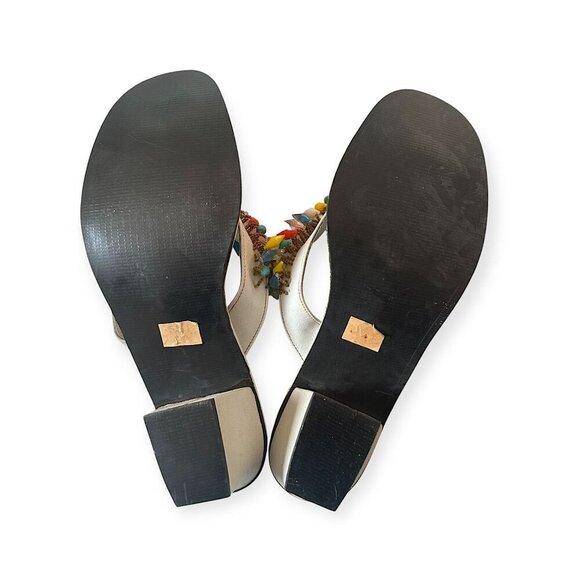 Vintage White Sandals w/ Multicolor Beads Filipinas Made in Philippines, Size 9 - Picture 7 of 13